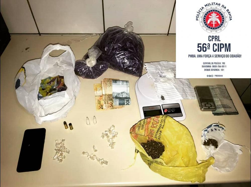 Homem é preso em Entre Rios com drogas e por denúncia de Cárcere privado